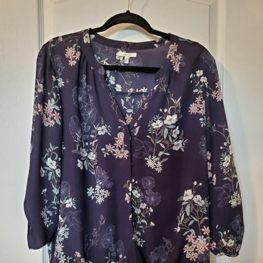 Navy floral blouse